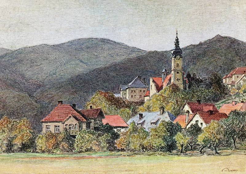 Polanica-Zdrój / Altheide Bad (akwarela Paula Austa, ok. 1920 r.)